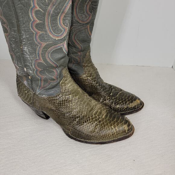 J Chisholm Boots Womens Sz 7.5M Gray Rodeo Western Python Snakeskin Leather Boot - Picture 4 of 16